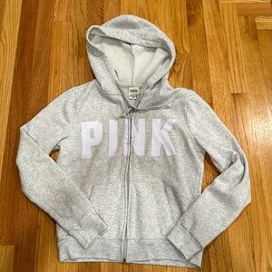 Women’s PINK size XS gray zip up hoodie